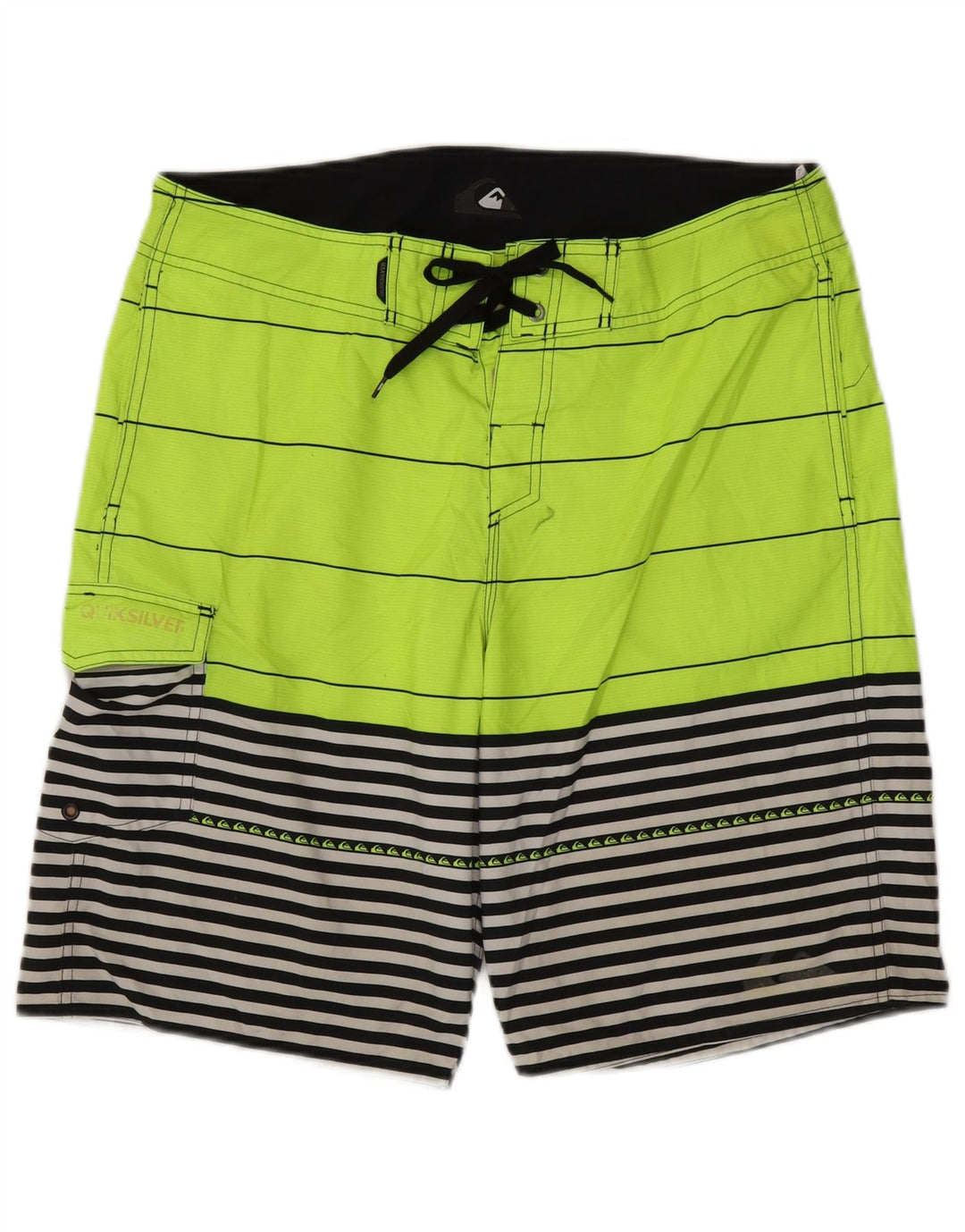 Męskie spodenki kąpielowe QUIKSILVER, duże, zielone, poliestrowe paski