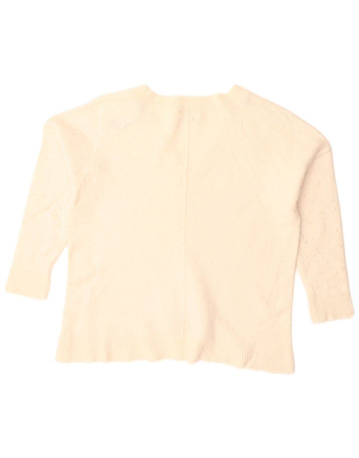 Damski sweter oversize Massimo Dutti z dekoltem w kształcie litery V, UK 10, mały, w kolorze złamanej bieli