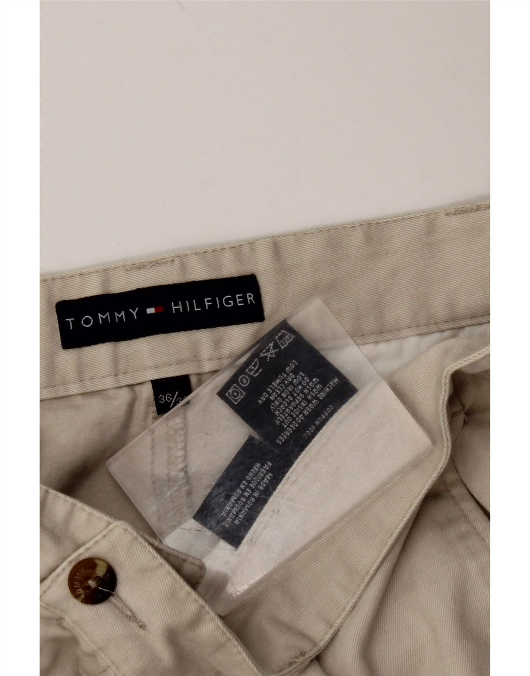 Męskie proste spodnie chino TOMMY HILFIGER W36 L32 beżowa bawełna