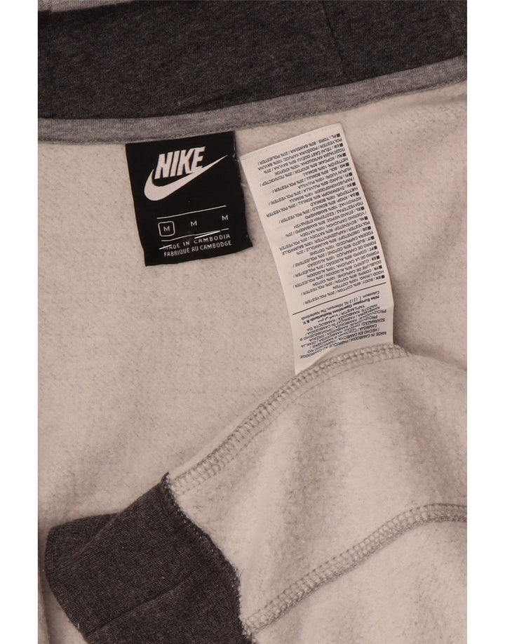Męski sweter z kapturem i zamkiem Nike, bawełniany, średnioszary, z blokami kolorów