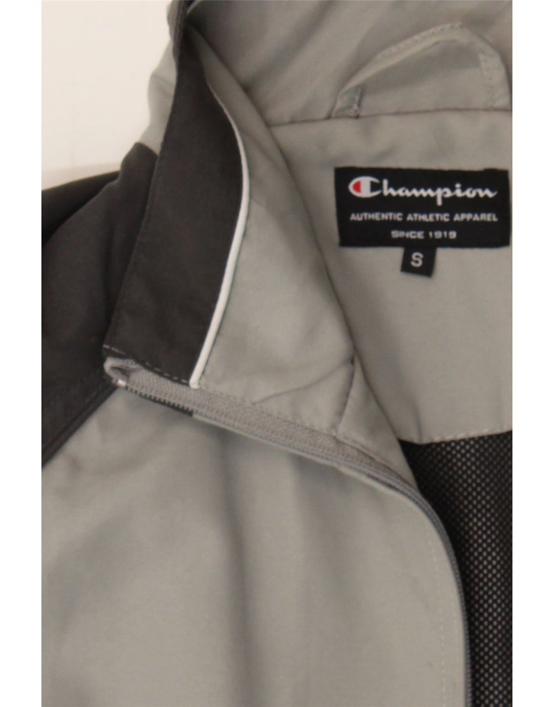 CHAMPION Mens Tracksuit Top Jacket Small Grey Colourblock Polyester Vintage Champion and Second-Hand Champion from Messina Hembry 