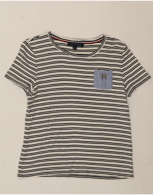 Damska koszulka Tommy Hilfiger Top UK 14, duża, bawełniana w białe paski