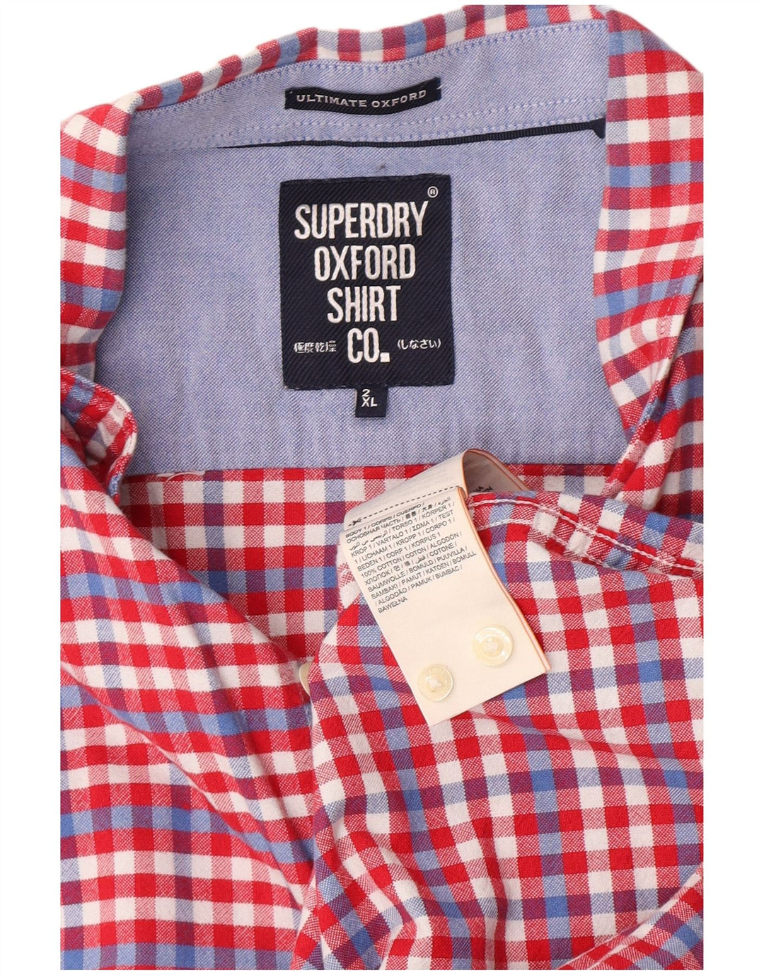 Męska koszula z krótkim rękawem Superdry 2XL, bawełniana czerwona kratka