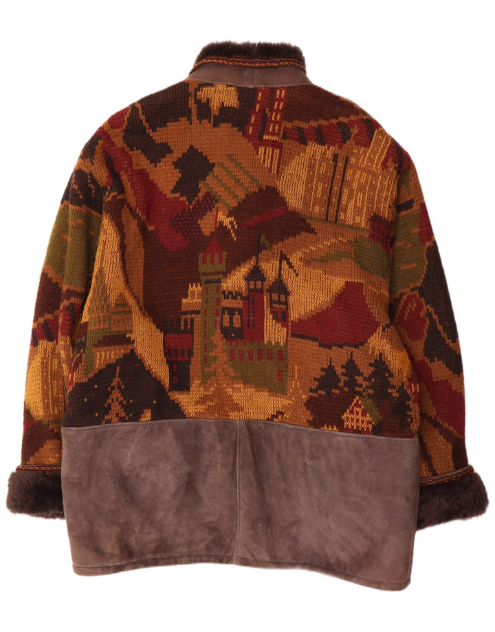 Vintage męska dzianinowa kurtka Shearling IT 54 2XL Brązowa kurtka Shearling Nowość