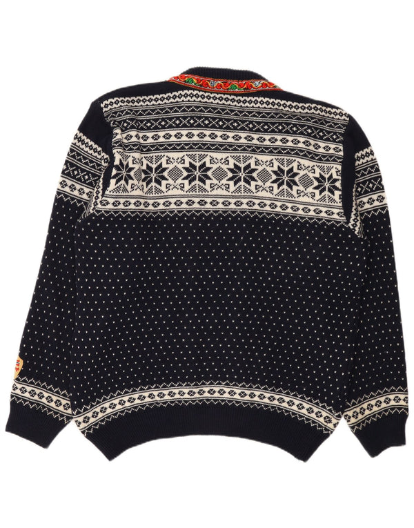 Vintage damski sweter rozpinany UK 20 2XL granatowy Fair Isle
