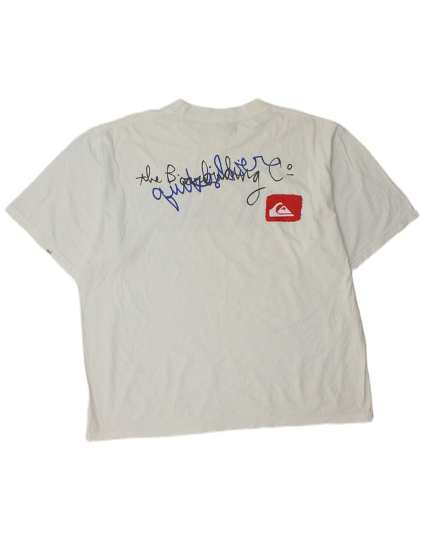 Męska koszulka z grafiką Quiksilver, 2XL, biała bawełna