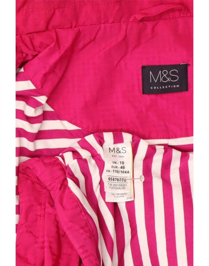 Damska kurtka przeciwdeszczowa z kapturem Marks & Spencer UK 18 XL, różowa, poliestrowa