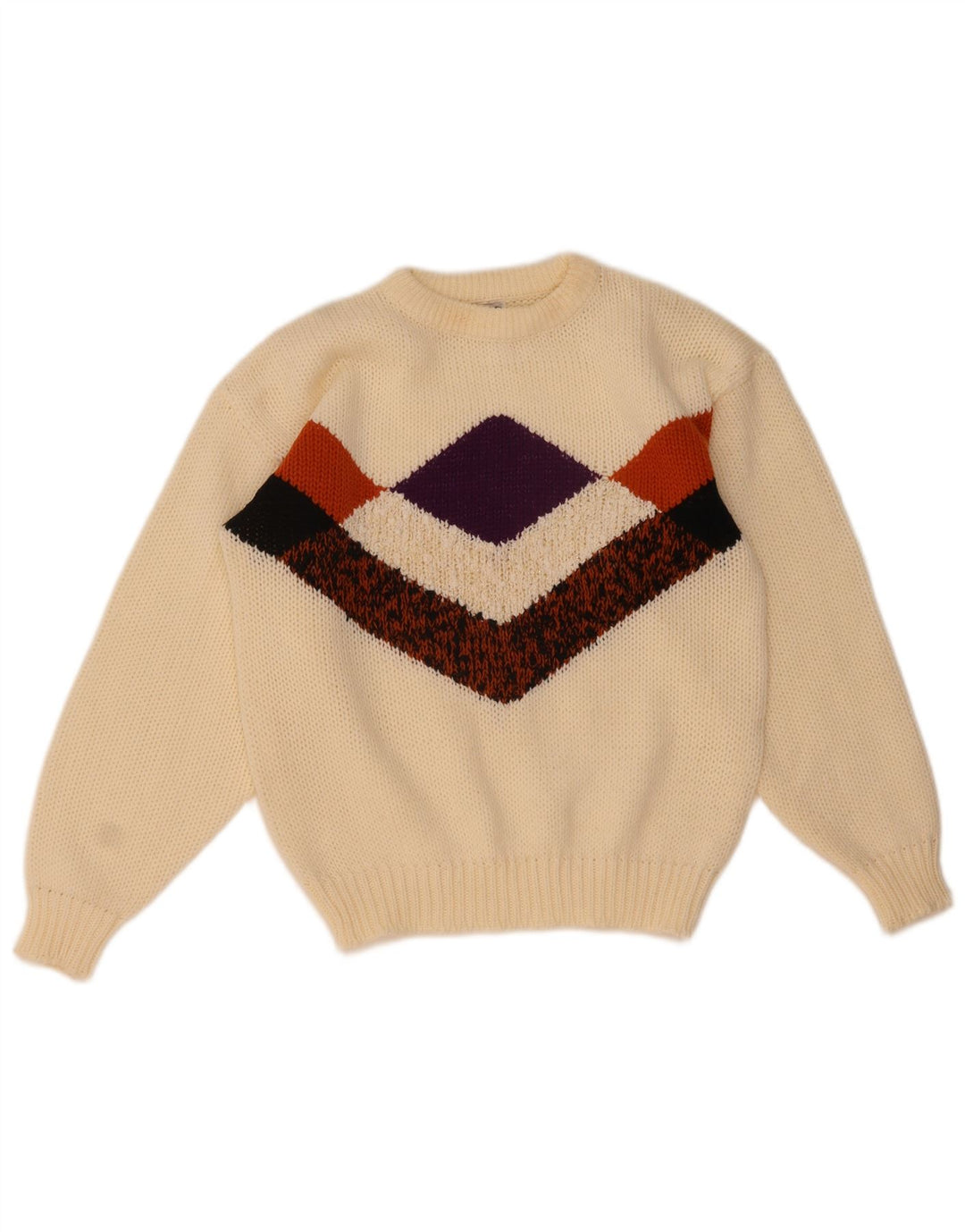 Damski sweter C&A z okrągłym dekoltem EU 40, średni złamanej bieli Argyle/Diament