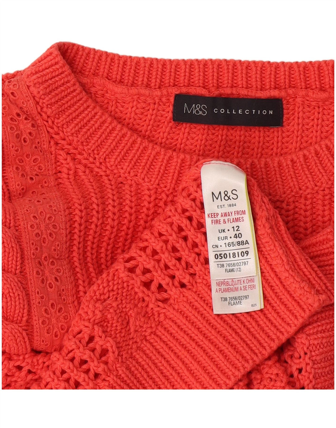 Sweter damski Marks & Spencer z okrągłym dekoltem, UK 12, średni pomarańczowy