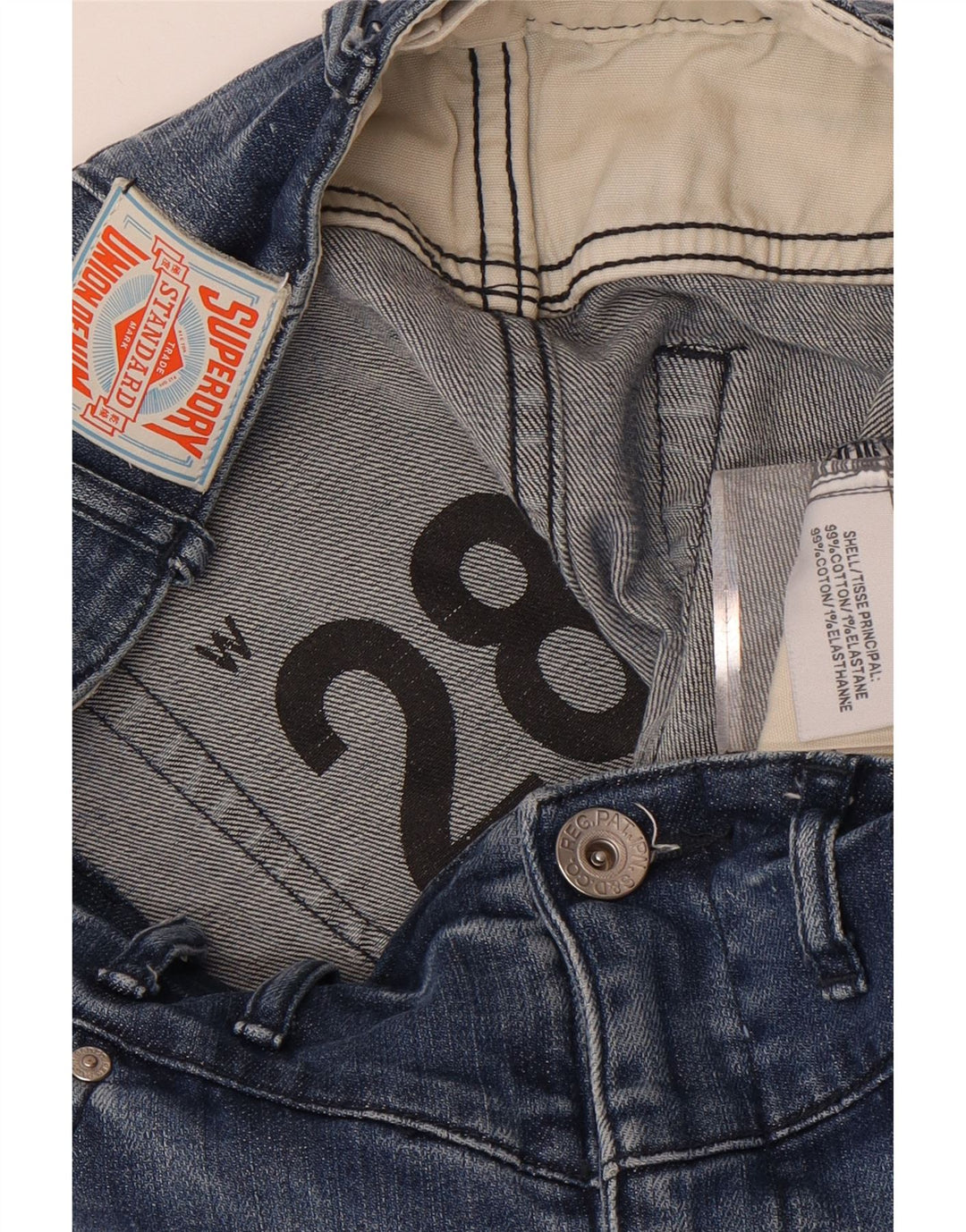 Damska mini spódniczka dżinsowa Superdry W28 Średnioniebieska bawełna