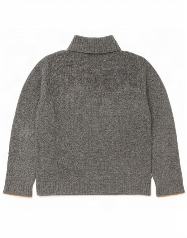Męski sweter zapinany na guziki Fat Face, duży, szary, wełniany w cętki