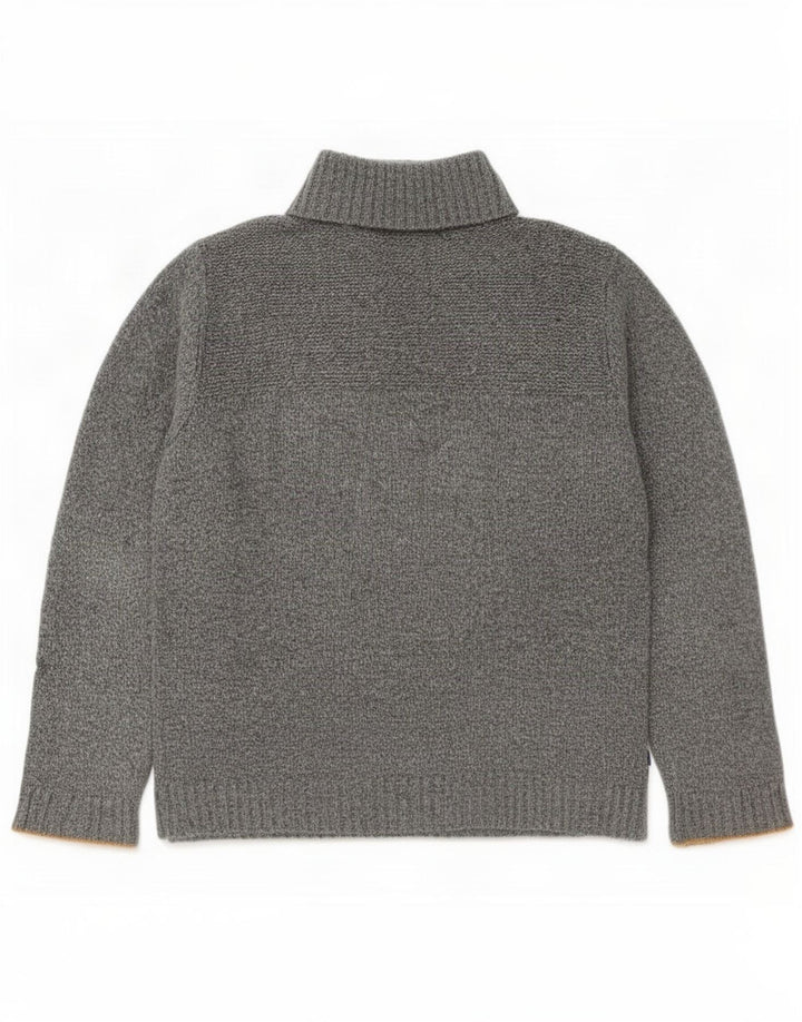 Męski sweter zapinany na guziki Fat Face, duży, szary, wełniany w cętki