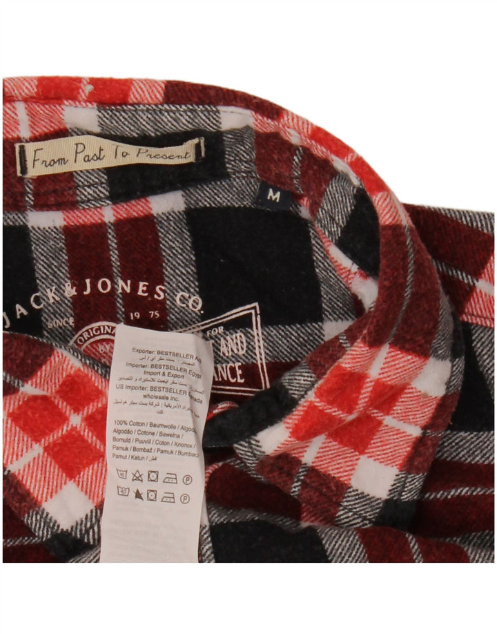 Męska koszula flanelowa JACK & JONES, bawełniana w średnią czerwoną kratkę