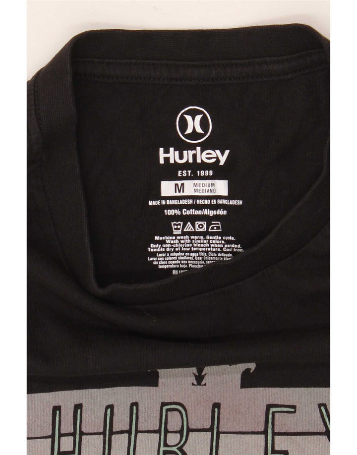 Męski T-shirt z grafiką Hurley, średni czarny, bawełniany