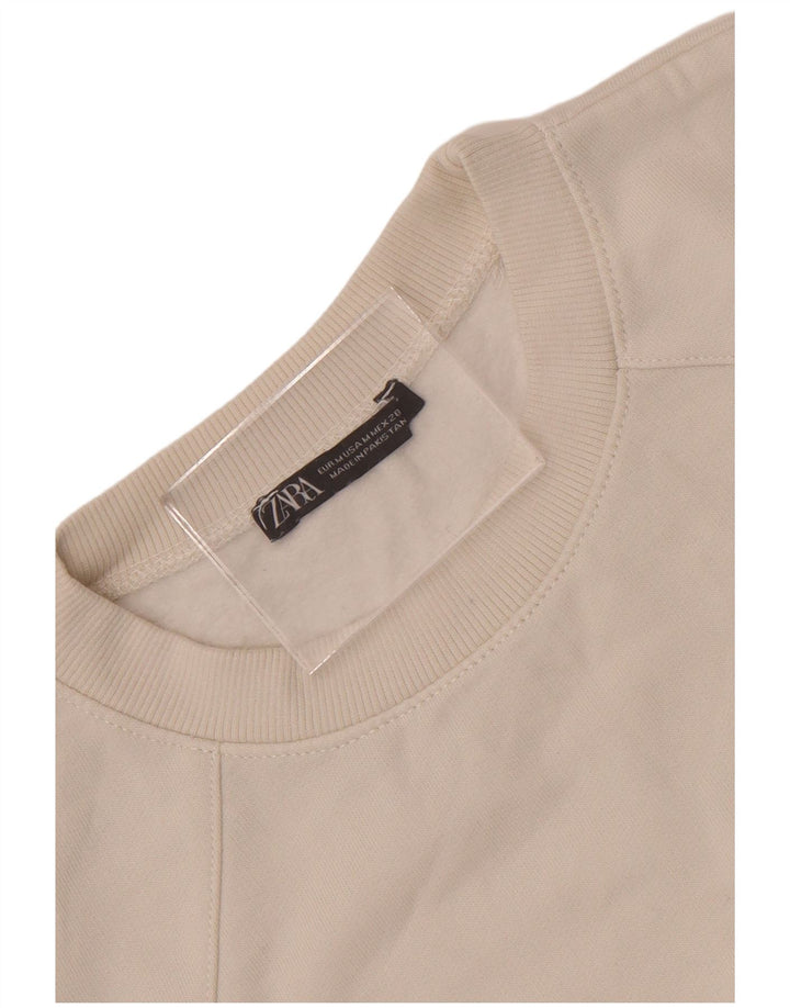 Damski sweter oversize z krótkim rękawem 3/4 Zara UK 14, średni biały