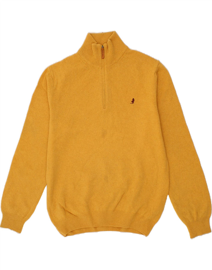 MARLBORO CLASSICS Męski sweter zapinany na zamek, duży, żółty, wełniany