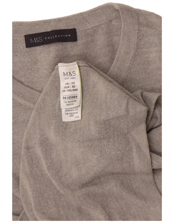 Marks & Spencer Damski sweter z okrągłym dekoltem, UK 14, średni szary akryl