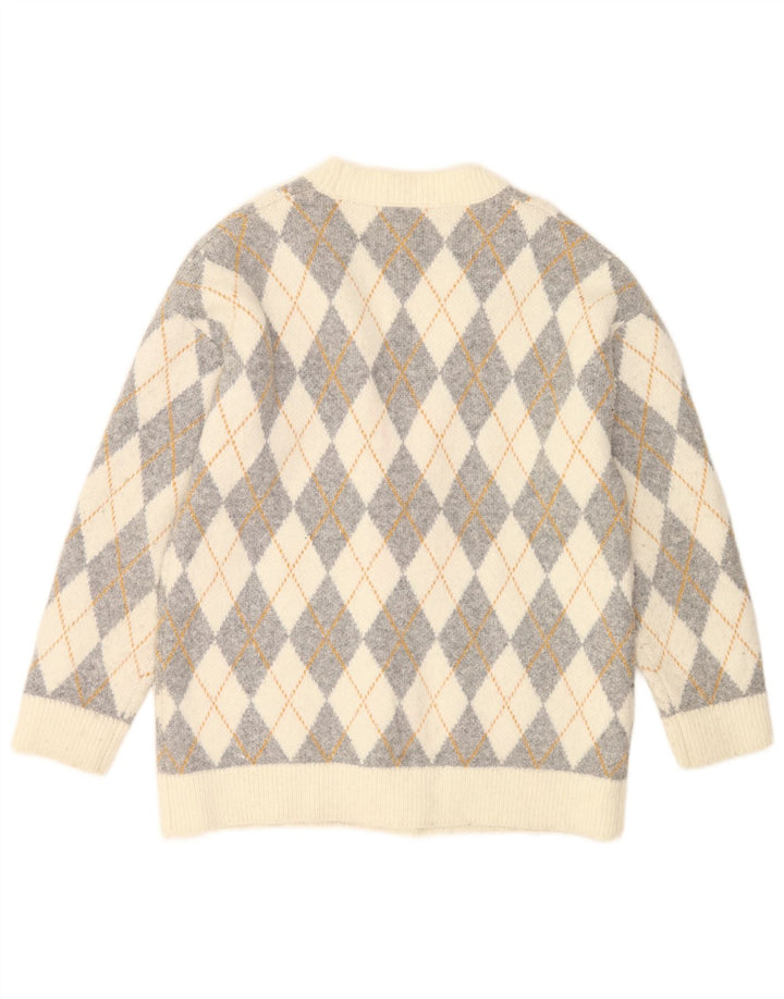 Damski sweter oversize Zara UK 10 Small Off White Argyle/Diament