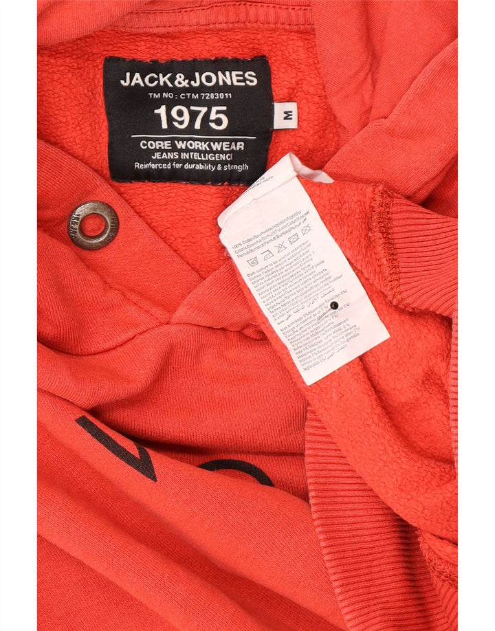 Męski sweter z kapturem i grafiką Jack & Jones, średnio czerwony, bawełniany