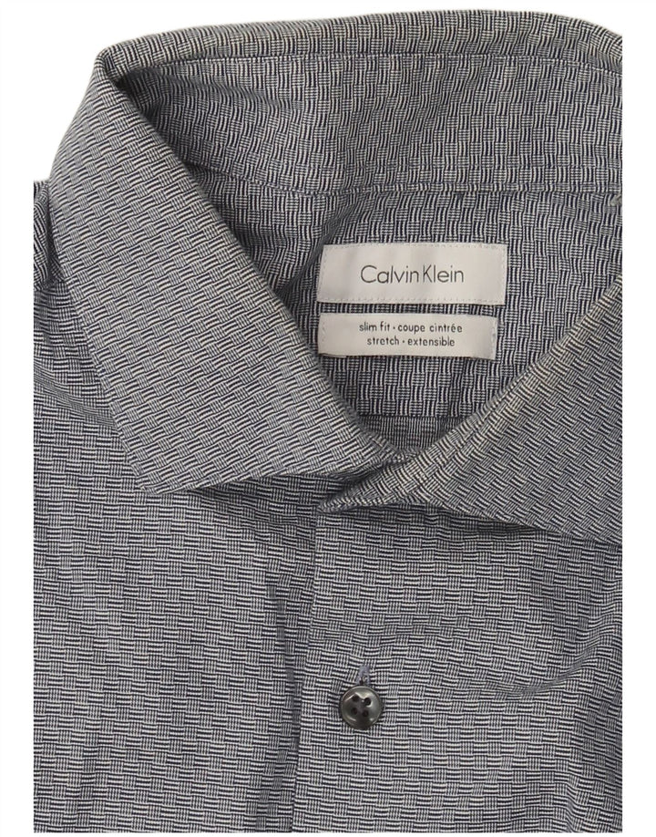 Męska koszula slim fit Calvin Klein, duża, granatowa, geometryczna