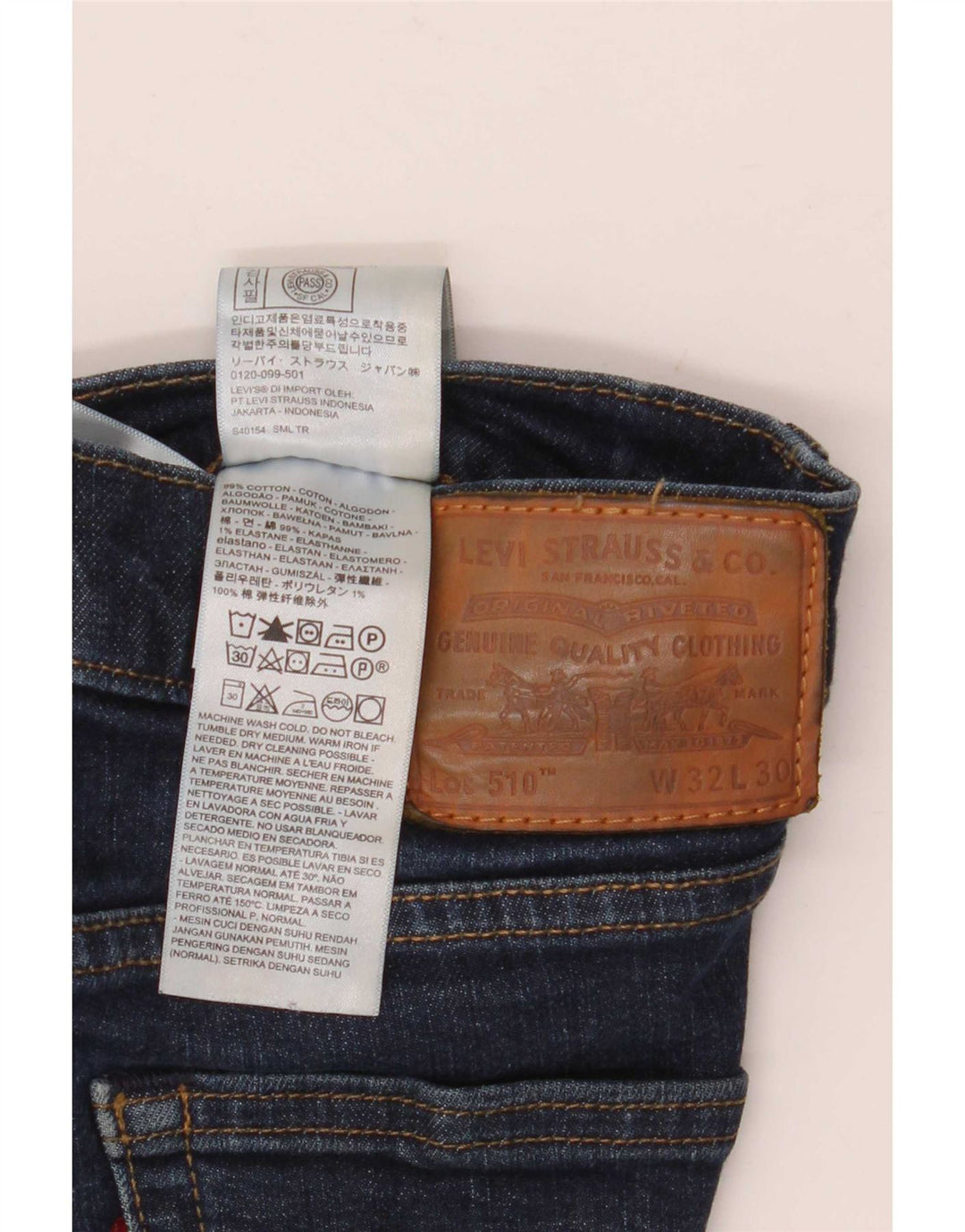 Męskie spodenki jeansowe Levi's 510 W32 Średni granatowy, bawełniany