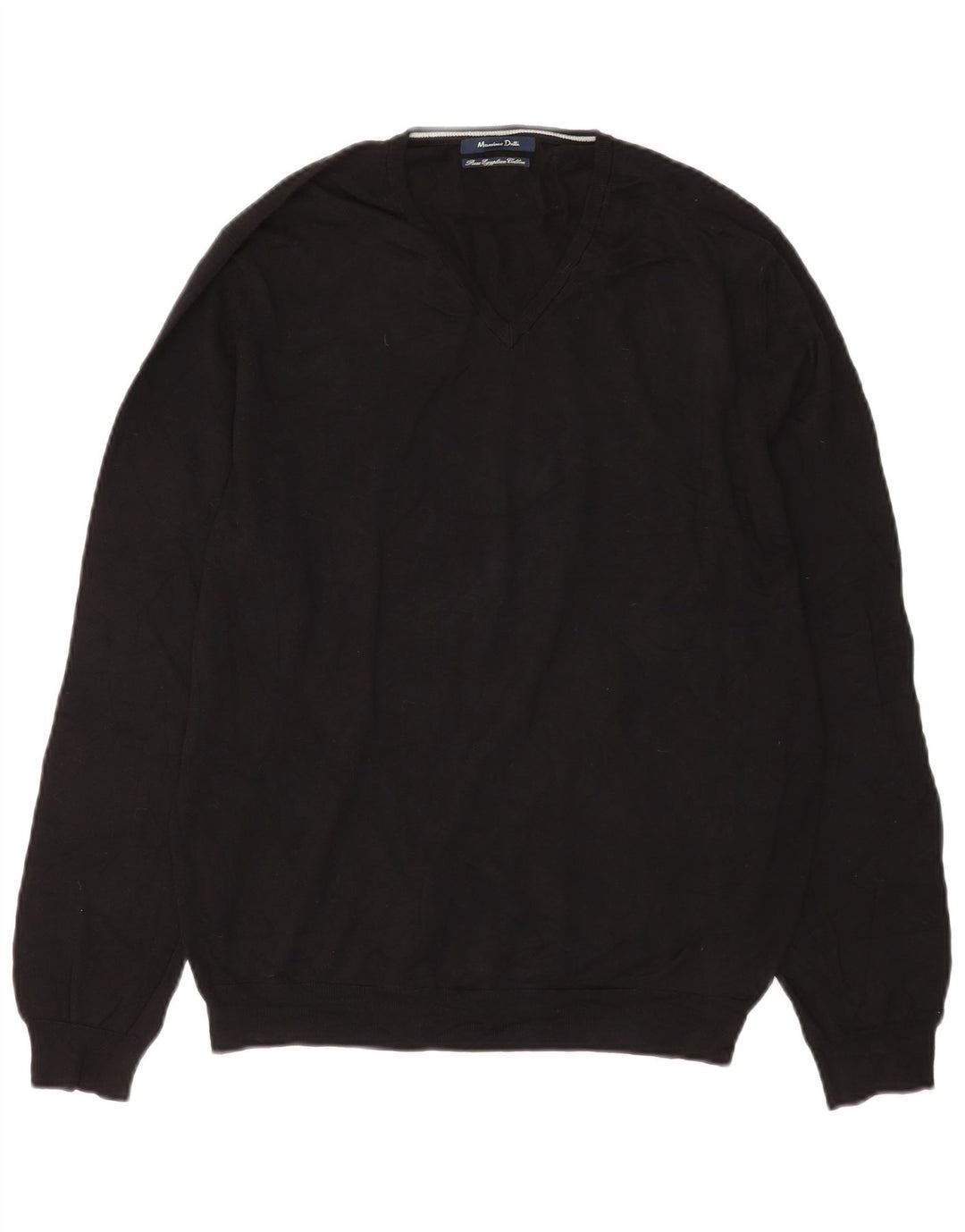 Męski sweter Massimo Dutti z dekoltem w kształcie litery V, średniej wielkości, czarny, bawełniany