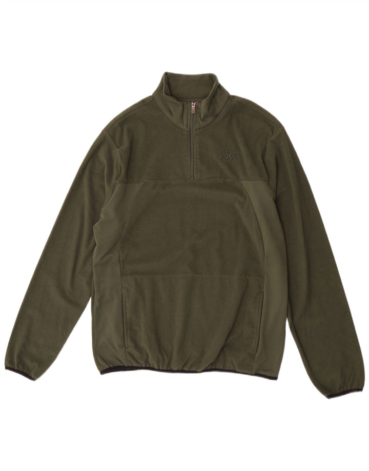 Damski sweter polarowy Kappa z zamkiem błyskawicznym XL, poliester khaki