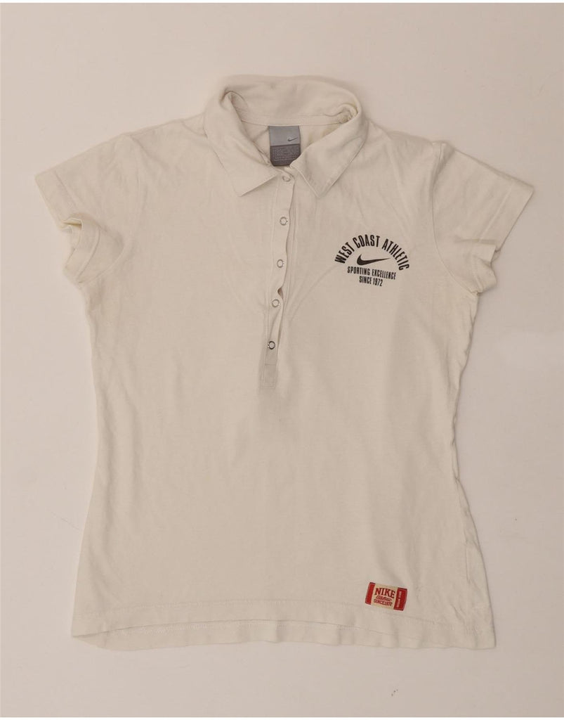 NIKE Womens Polo Shirt UK 14/16 Large White Vintage Nike and Second-Hand Nike from Messina Hembry 