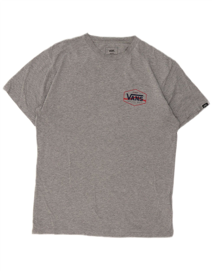 Męski T-shirt Vans o klasycznym kroju, średnioszary, bawełniany w cętki