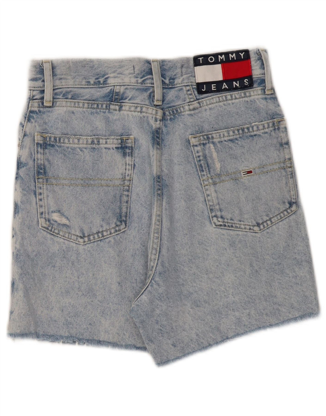 Damskie spodenki jeansowe TOMMY HILFIGER Mom Distressed z wysokim stanem W24 XS niebieskie