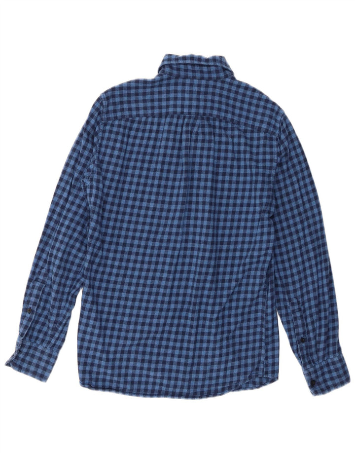 J. Crew Męska koszula flanelowa o dopasowanym kroju, mała, niebieska bawełniana kratka