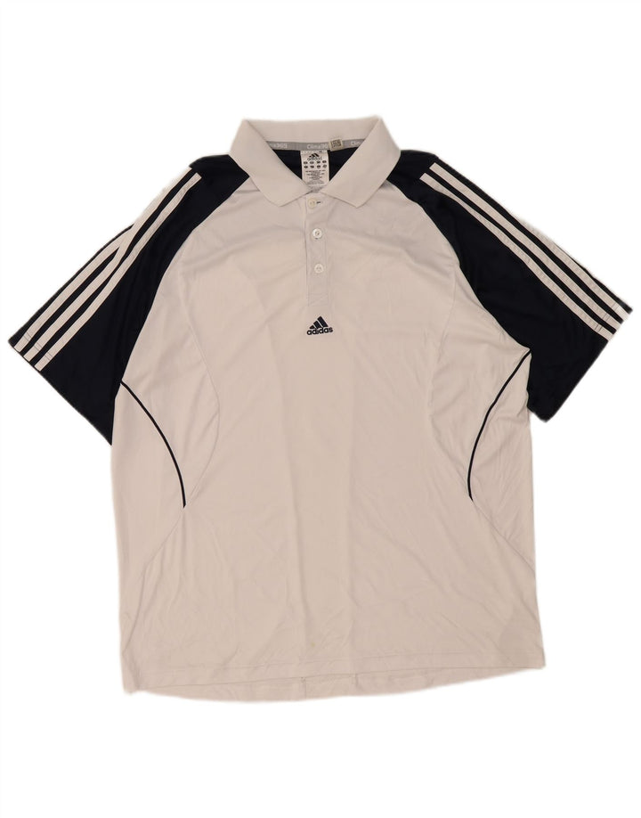 Męska koszulka polo Adidas Clima 365, duża, biała, z blokami kolorów, poliestrowa