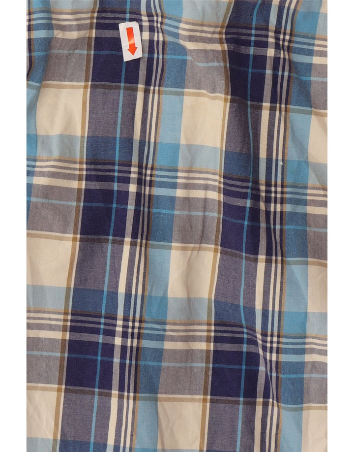 SUPERDRY Męska koszula z krótkim rękawem XL, niebieska kratka, bawełniana