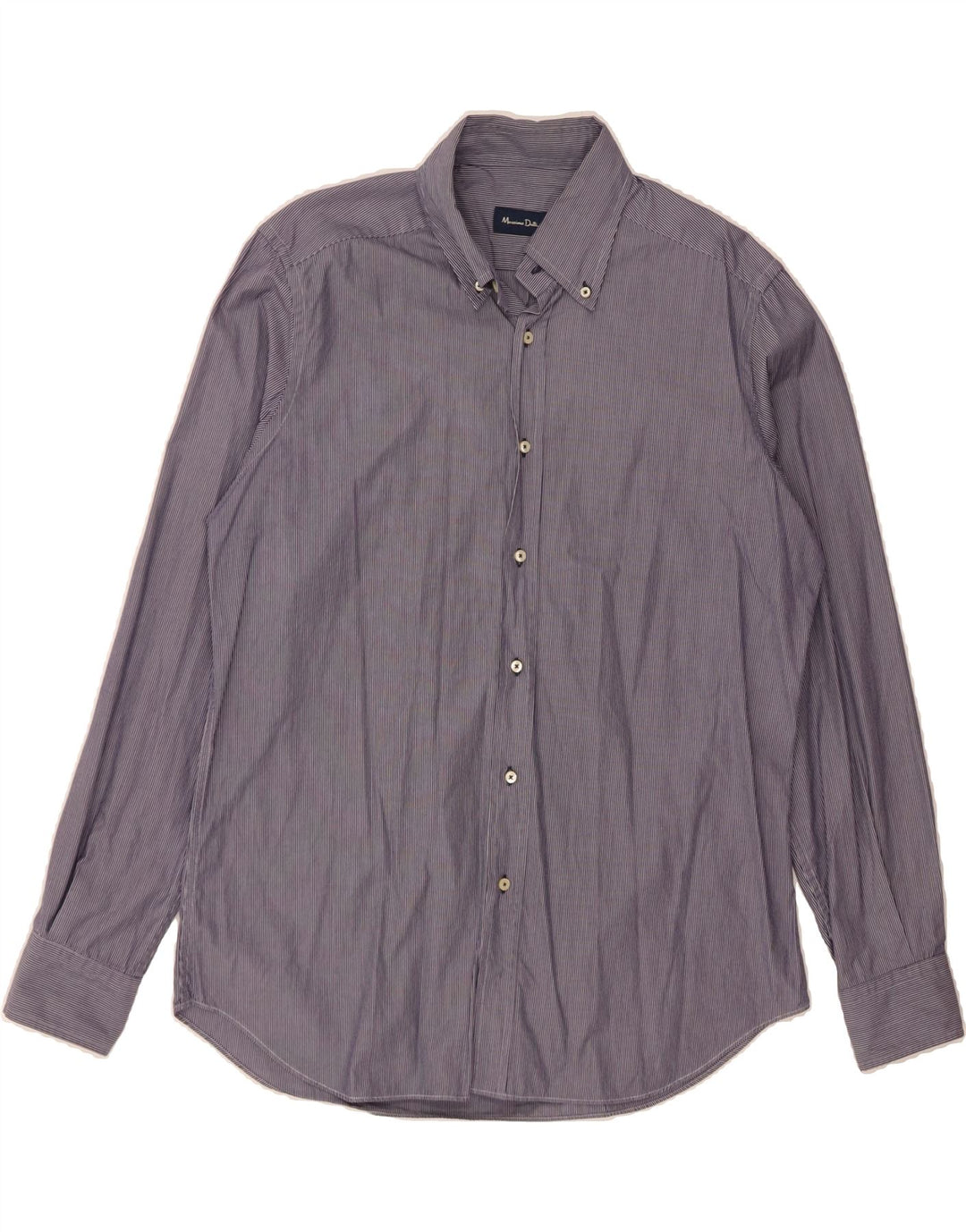 MASSIMO DUTTI Mens Shirt XL Navy Blue Striped Cotton Vintage Massimo Dutti and Second-Hand Massimo Dutti from Messina Hembry 