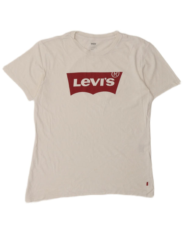 Męski T-shirt z grafiką LEVI'S, średni biały