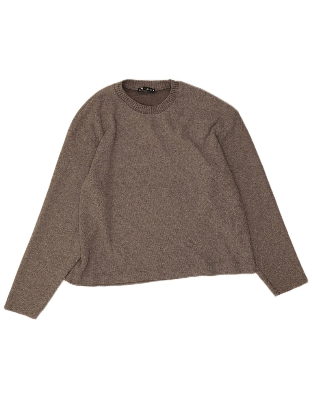 Damski sweter oversize Zara z okrągłym dekoltem UK 10, mały, szary poliester