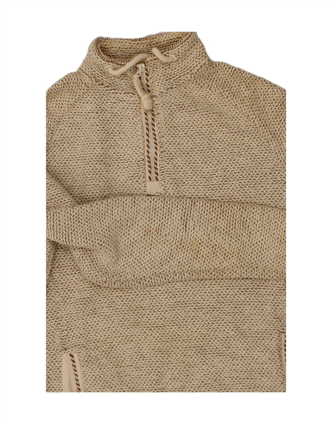 WEIRD FISH Womens Longline Zip Neck Sweatshirt Jumper UK 10 Small  Beige Vintage Weird Fish and Second-Hand Weird Fish from Messina Hembry 