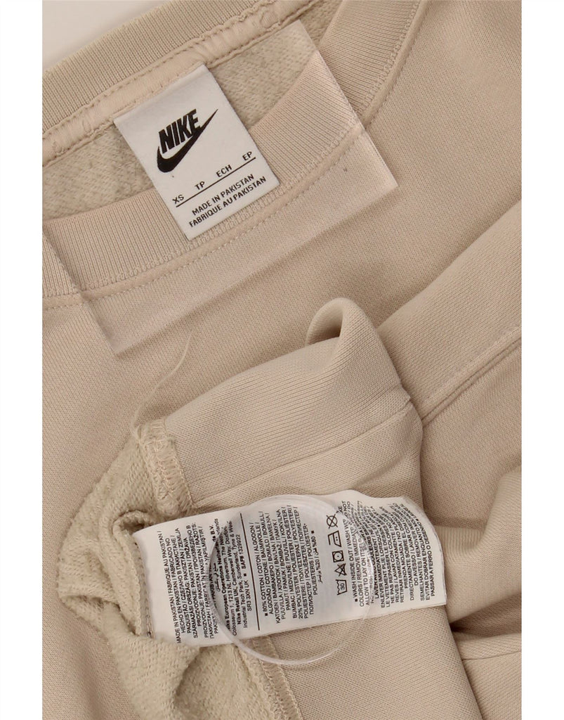 NIKE Womens Oversized Crop Sweatshirt Jumper UK 6 XS Beige Cotton Vintage Nike and Second-Hand Nike from Messina Hembry 