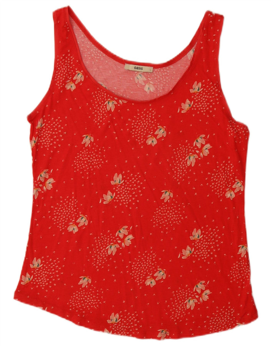 Top damski pod kamizelkę OASIS UK 14, duży, czerwony, w kwiaty, wiskoza
