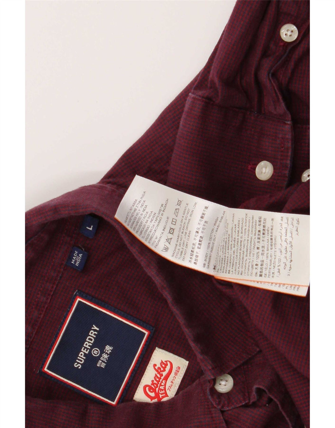 Koszula męska Superdry, duża, bordowa, bawełniana w pepitkę