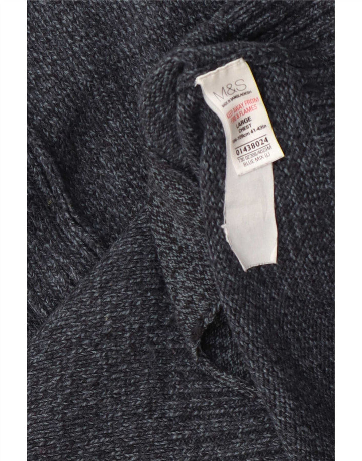 Marks & Spencer Męski sweter rozpinany na zamek, duży, szary, nakrapiany akryl