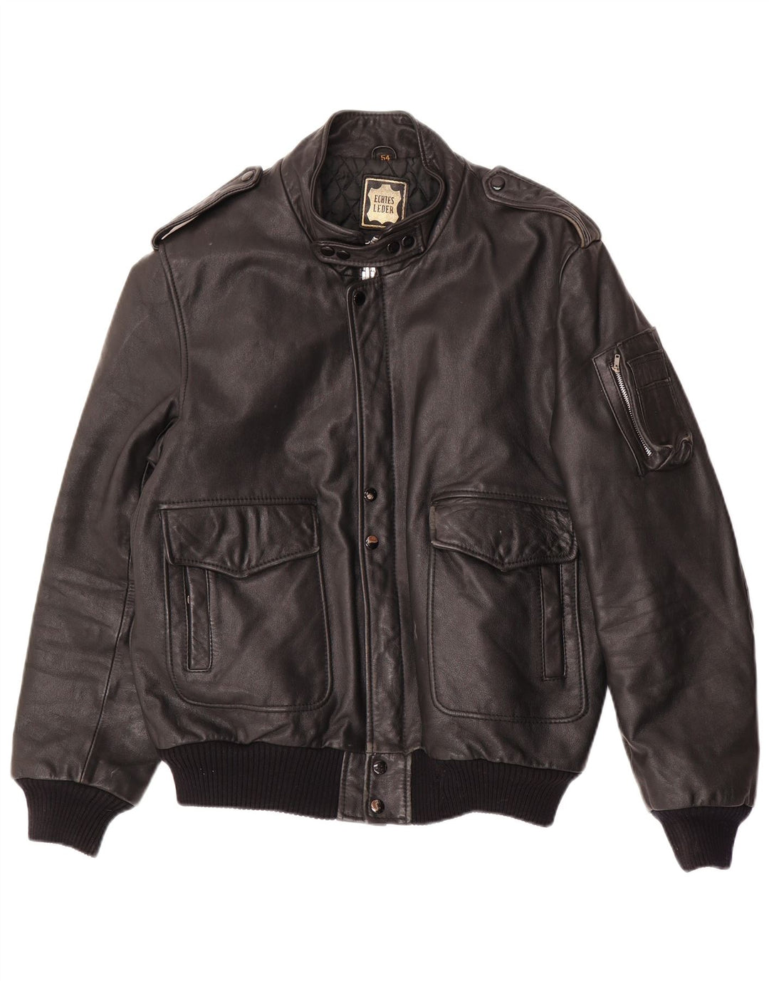 Męska kurtka wojskowa skórzana VINTAGE IT 54 2XL czarna skóra