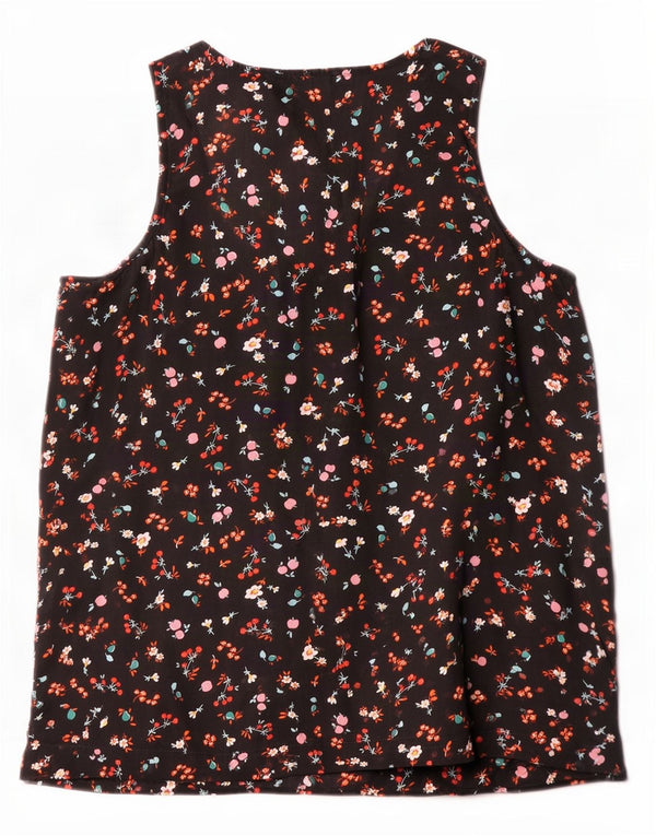 Damska bluzka bez rękawów Benetton Top UK 10 Small Black Floral Modal