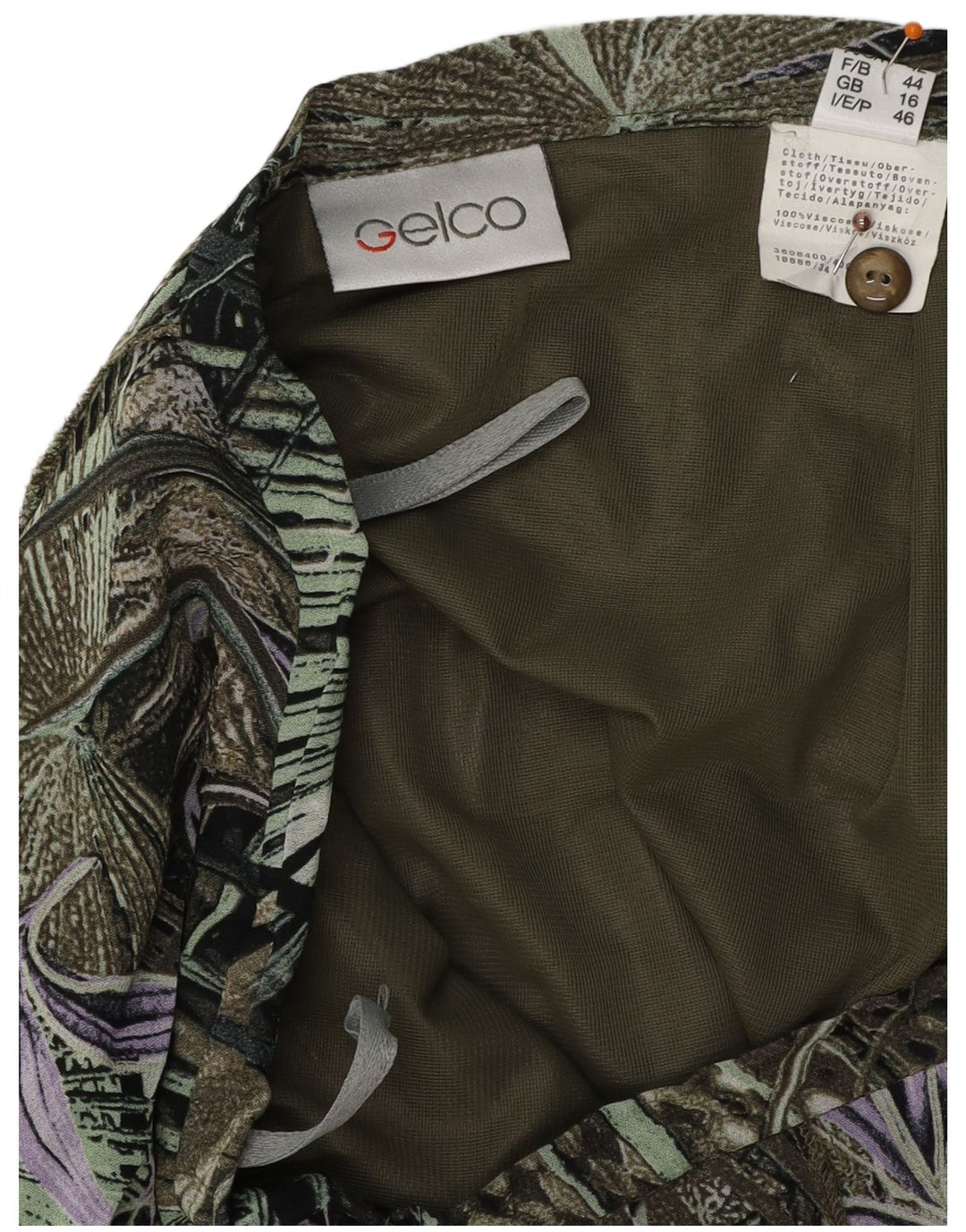 Damska spódnica typu Trumpet z wysokim stanem GELCO UK 16 Large W32 Zielony kwiatowy