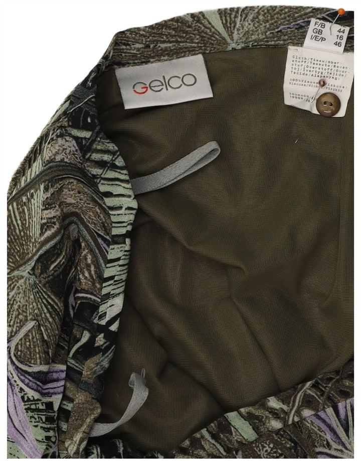 Damska spódnica typu Trumpet z wysokim stanem GELCO UK 16 Large W32 Zielony kwiatowy