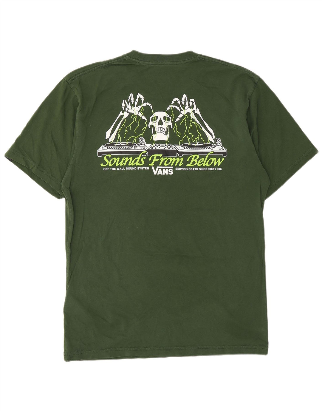 Męski T-shirt VANS o klasycznym kroju z grafiką, średni zielony, bawełniany