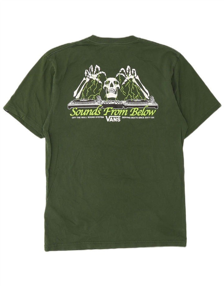 Męski T-shirt VANS o klasycznym kroju z grafiką, średni zielony, bawełniany