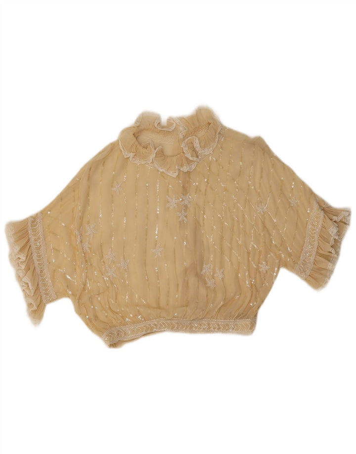 Enzo Russo Damska przezroczysta bluzka typu Crop Top UK 16 Large Beige