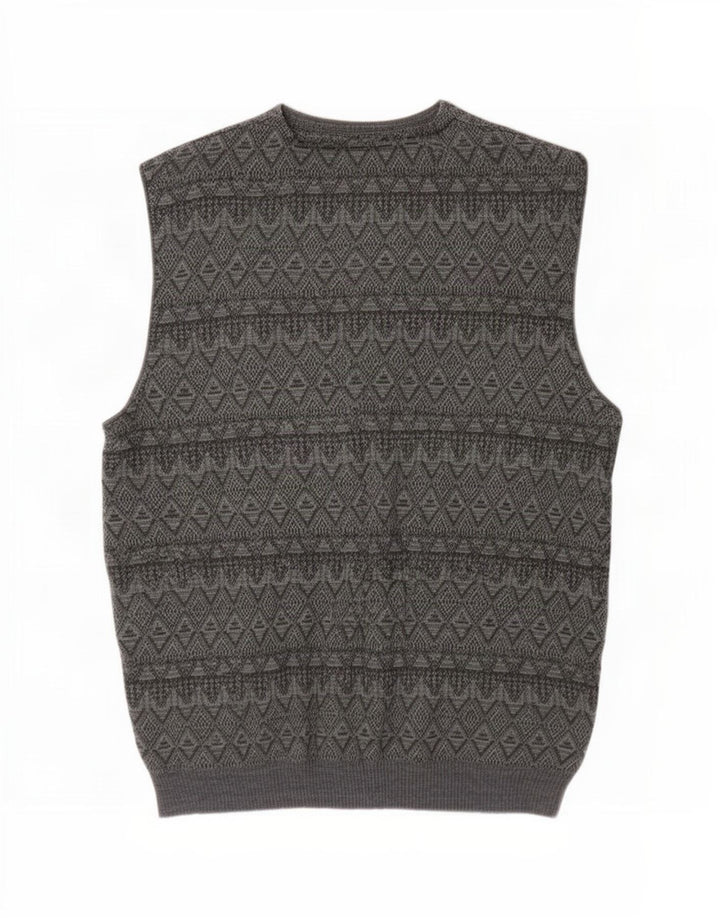 Męski sweter bez rękawów w stylu vintage 2XL Szary Argyle/Diament