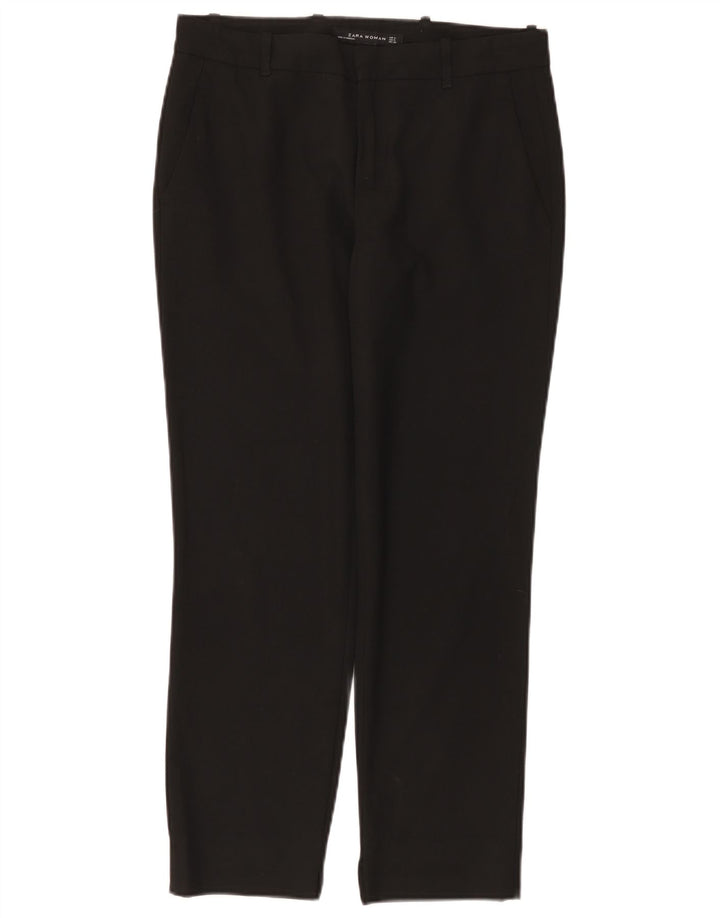 Damskie proste spodnie chino ZARA małe W26 L26 czarny poliester